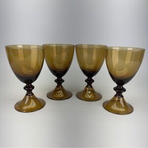 Set of 4 Diane Von Furstenberg 
Handblown Amber Wine Glasses
